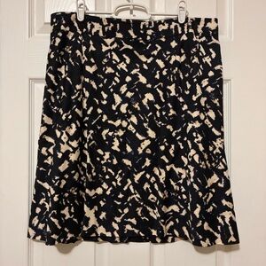 ANN TAYLOR Womens 100% Cotton Midi Skirt Lined Navy Blue Black Ivory Size 14 EUC